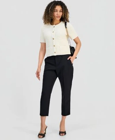 I.N.C. International Concepts Petite Short Sleeve Cardigan Mid Rise Slim Trousers Macys Exclusive