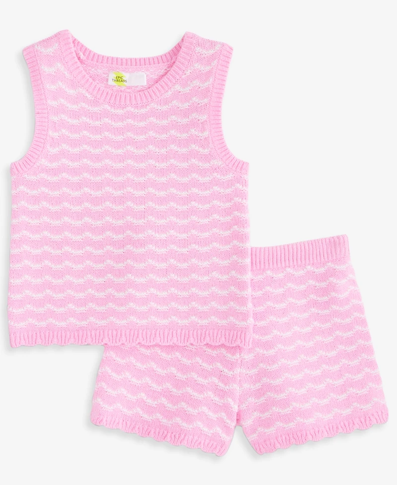 Epic Threads Girls' Toddler 12M-5T Crochet Top & Shorts, 2-Piece Set, Macy's Exclusive