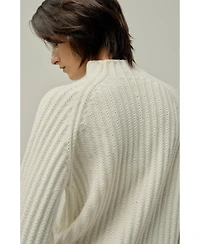 Lilysilk Women's Pointelle Mock Neck Sweater
