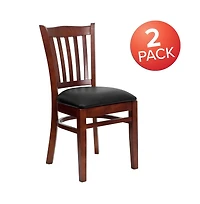 Emma+Oliver 2 Pack Vertical Slat Back Wooden Restaurant Chair