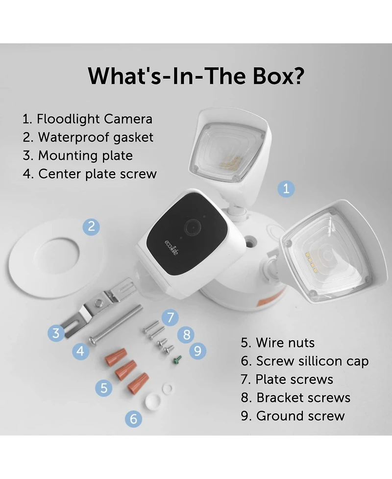 Eco4life Smart WiFi 1080p Hd Outdoor Surveillance Floodlight Camera