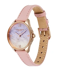 Olivia Burton Women's Azure Rose Leather Strap Watch, 30mm