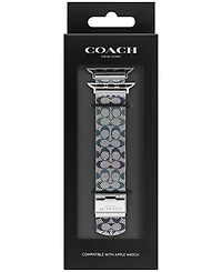 Coach Women's Silver Tone Stainless Steel with Blue and Purple Sig C Mesh Apple Watch, Strap 38mm, 40mm, 41mm