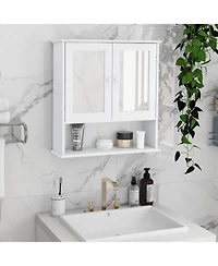 Bathroom Wall Cabinet With Double Mirror Doors And Shelves