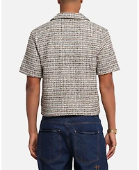 Xxiii Men's Boucle Tweed Crop Button Up Shirt