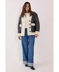 Nasty Gal Women's Borg Bonded 80s Aviator Jacket