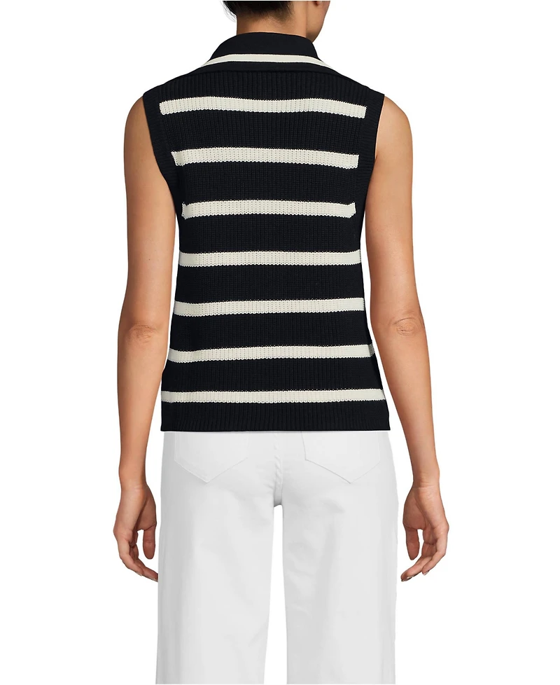 Lands' End Women's Drifter Quarter Zip Vest Sweater