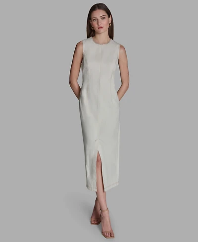 Bcbg Women's Sleeveless Rhinestone Crew neck Midi Dress