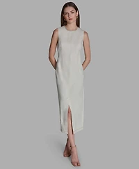 Bcbg Women's Sleeveless Rhinestone Crew neck Midi Dress