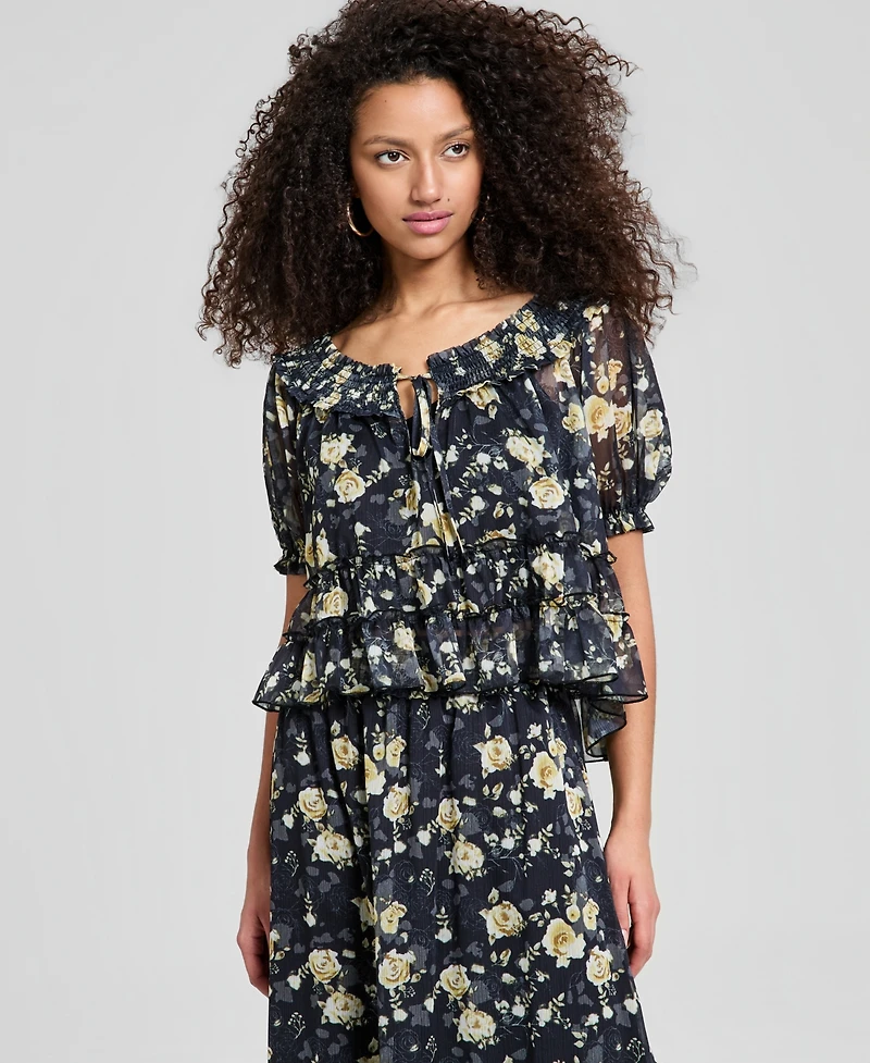 And Now This Women's Ruffled Tie-Neck Top, Macy's Exclusive