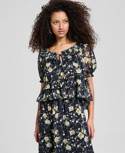 And Now This Women's Ruffled Tie-Neck Top, Macy's Exclusive