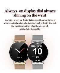 Ruxing smart H06 Women s Amoled Smartwatch Stylish round dial, aluminum frame, fitness tracker for daily wear & sports.