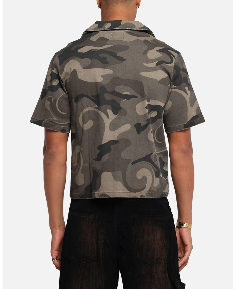 Xxiii Men's Washed Camo Button Up Shirt