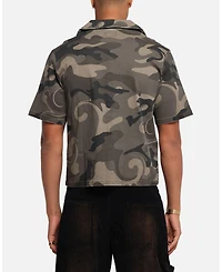 Xxiii Men's Washed Camo Button Up Shirt