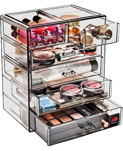 Sorbus 6 Drawer Acrylic Makeup Organizer Case for Cosmetics, and jewelry - Drawers with Diamond Detail
