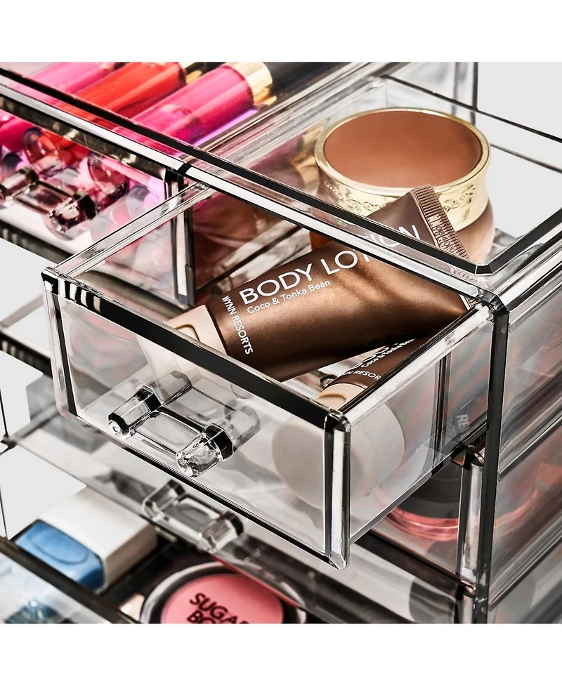 Sorbus 6 Drawer Acrylic Makeup Organizer Case for Cosmetics, and jewelry - Drawers with Diamond Detail