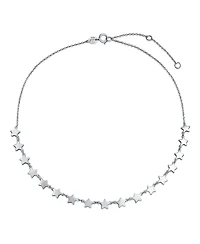 Bling Jewelry American Usa Patriotic Celestial Rock Star Super Stars Thin Collarbone Necklace & Linear Dangle Earrings Jewelry Set Sterling Silver