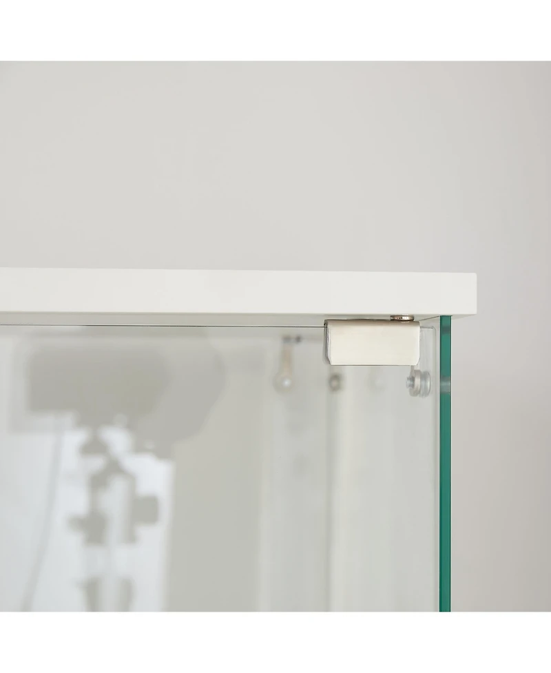 Streamdale Furniture 4 Tier Glass Display Cabinet with Lock, Wheels, and Acrylic Shelves