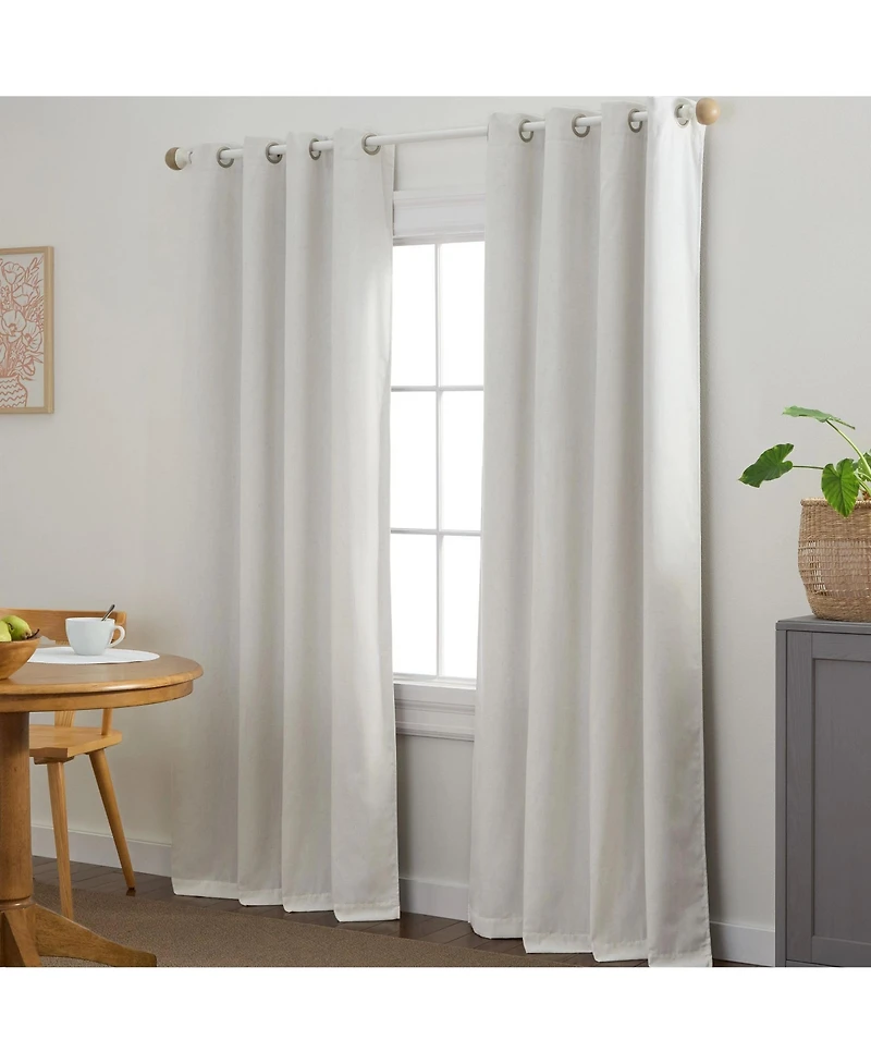 Town & Country Basics Set of 2 Selena Solid Linen Texture Room Darkening