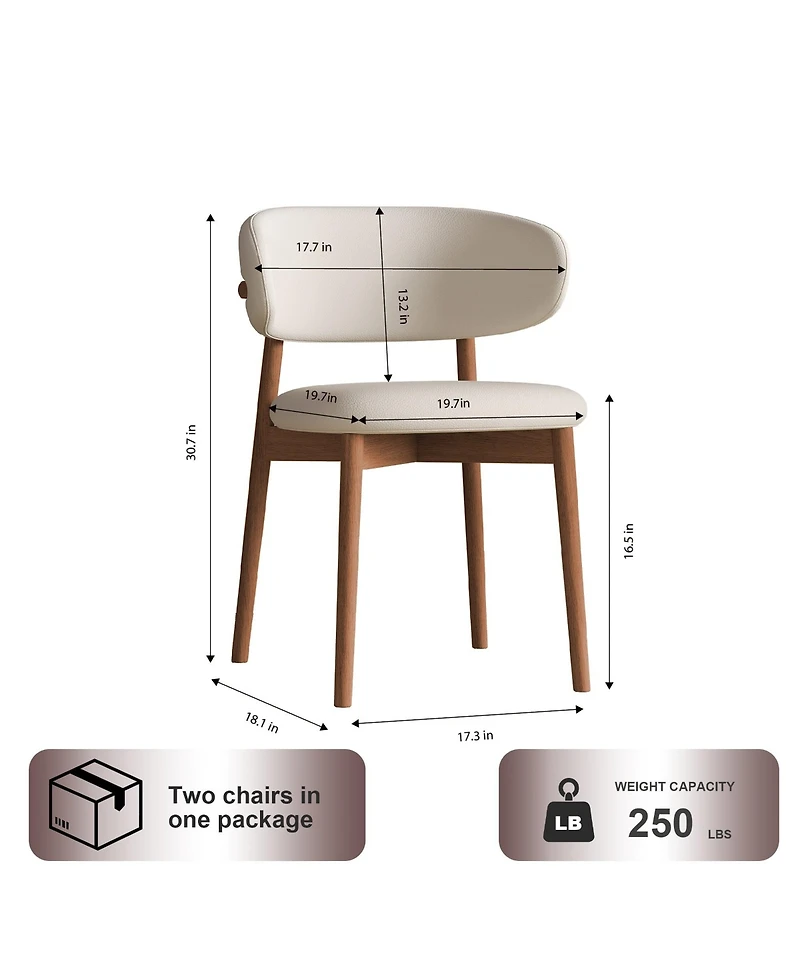 Boyel Living Mid-Century Modern Dining Chairs Set of 2 with Wooden Legs for Kitchen and Living Room