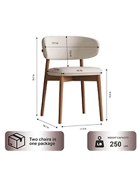 Boyel Living Mid-Century Modern Dining Chairs Set of 2 with Wooden Legs for Kitchen and Living Room