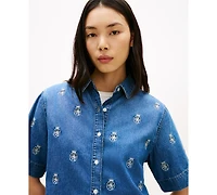 Tommy Hilfiger Women's Crest Detail Short-Sleeve Shirt