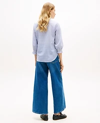 Tommy Hilfiger Women's Pin Tuck Cambric Ruffle Collar Blouse