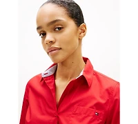 Tommy Hilfiger Women's Classic Poplin Roll-Tab Long-Sleeve Shirt