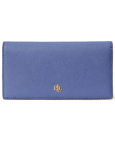 Lauren Ralph Lauren Crosshatch Leather Slim Snapped-Closure Wallet