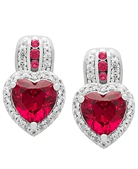 Macy's Lab Grown Ruby (3.3 ct. t.w.) & Lab Grown White Sapphire (0.52 ct. t.w.) Earrings in Sterling Silver