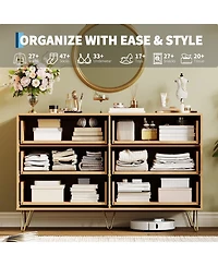 Gaomon 47" Wide Modern Fluted 6-Drawer Wooden Bedroom Dresser