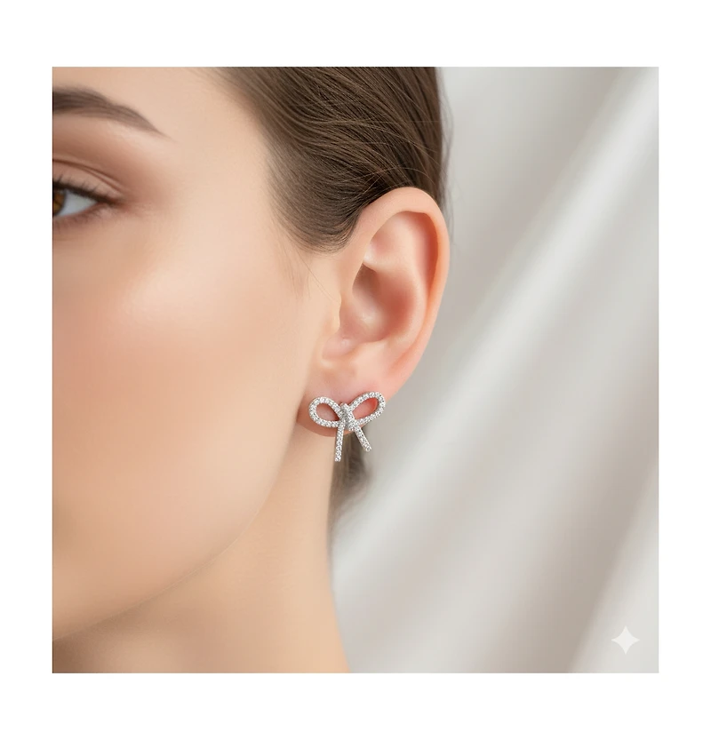 Etoielle Etoiells Bow Studs and Cz Earrings