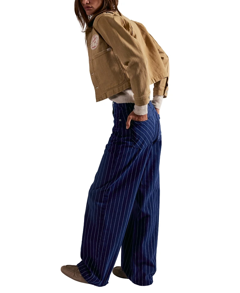 Free People Juniors' Striped Mid-Rise Jeans