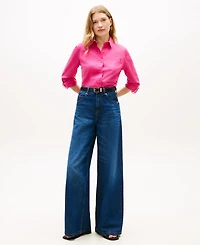 Tommy Hilfiger Women's Roll-Tab Sleeve Collared Shirt