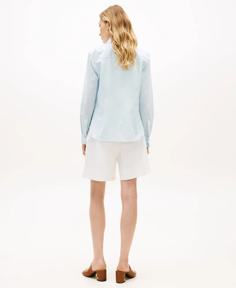 Tommy Hilfiger Women's Roll-Tab Sleeve Collared Shirt