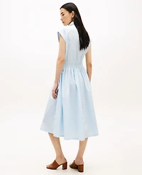 Tommy Hilfiger Women's Smocked Waist Sleeveless Shirt Dress