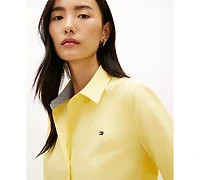 Tommy Hilfiger Women's Classic Poplin Roll-Tab Long-Sleeve Shirt