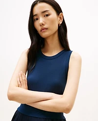 Tommy Hilfiger Women's Mix Media Pleated Sleeveless Midi Dress