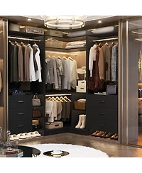 Freestanding Corner Closet Organizer, System with Hanging Rods and Storage Shelves