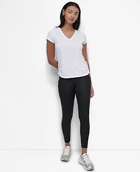 Dkny Sport Women's Ruched Side Seams V-Neck Tech T-Shirt