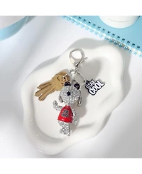 Peanuts Snoopy 'Joe Cool' Crystal Keychain with Stay Cool Tag, Silver Tone