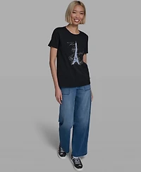 Karl Lagerfeld Paris Women's Crewneck Eiffel Tower T-Shirt