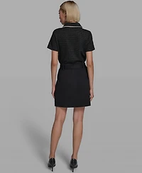 Karl Lagerfeld Paris Women's Polka Dot Belted Skirt