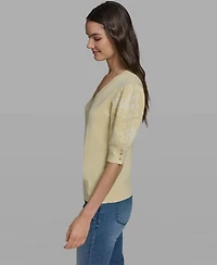 Karl Lagerfeld Paris Women's Floral Short-Sleeve Sweater