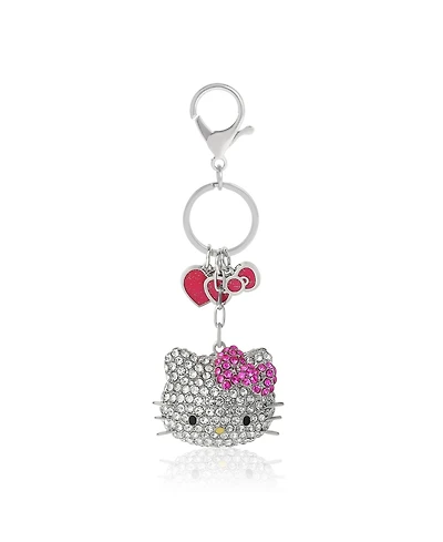 Sanrio Hello Kitty Crystal Keychain with Pink Bow & Heart Charm