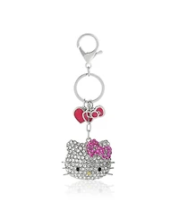 Sanrio Hello Kitty Crystal Keychain with Pink Bow & Heart Charm