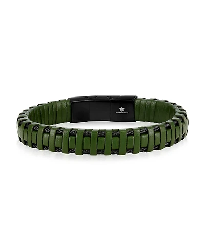 Metallo Stainless Steel, Leather Designed Bracelet