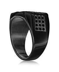 Stainless Steel, Cz Ring - Black Plated