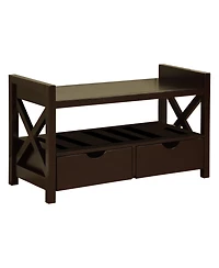 Kings Brand Furniture Wood Shoe Storage Bench – Entryway Organizer with Drawers & Seating