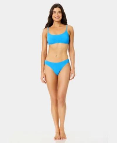 California Waves Womens Solid Popcorn Scrunch Texture Scoop Neck Bikini Top Low Rise Bottoms